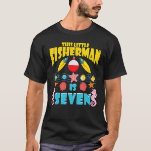 Camiseta Criança de 7 anos Pescador Aniversário Tema Pesca