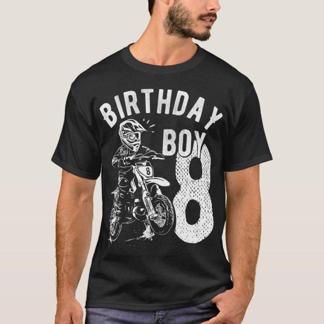 Camiseta Criança de 8 anos - Menino de aniversário - Moto d (Frente)