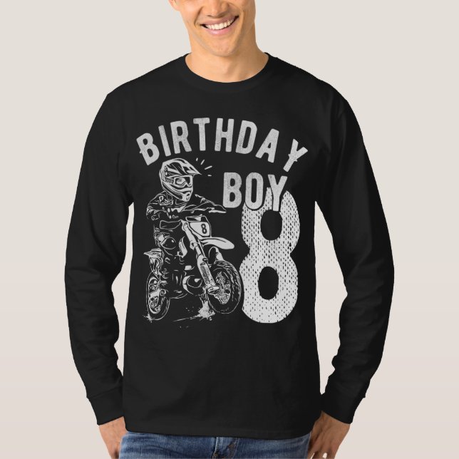 Camiseta Criança de 8 anos - Menino de aniversário - Moto d (Frente)