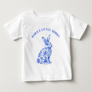 Camiseta Criança de Bebê da Chinoiserie Azul e Branca