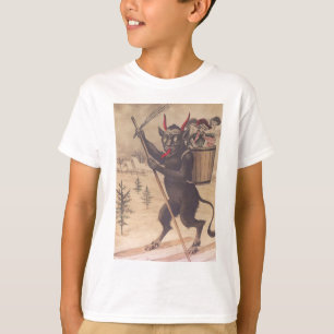 Camiseta Criança de Esqui sendo Seqüestrada pelo Krampus