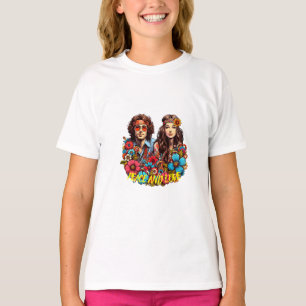 Camiseta Criança de flor de Hippie, Casal, 1960