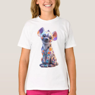 Camiseta Criança de Hiena Pintada Colorida para Crianças