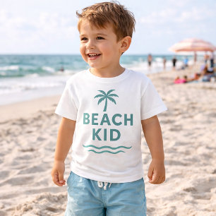 Camiseta Criança de Praia Minimalista Gráfico de Palmeira e