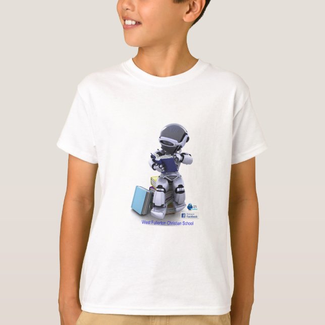 Camiseta criança do robô da leitura (Frente)
