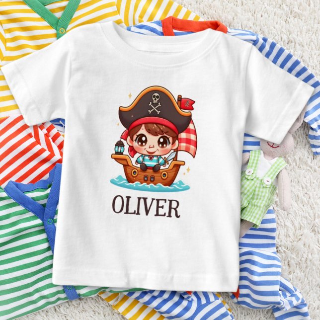 Camiseta Criança e navio pirata do marinheiro (Criador carregado)