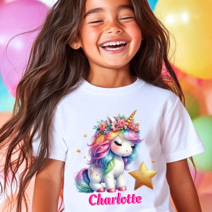 Camiseta Criança estrela mágica unicórnio brilhante