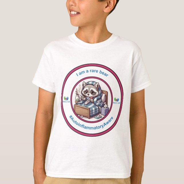Camiseta Criança: "Eu sou um urso raro" em rosa (Frente)