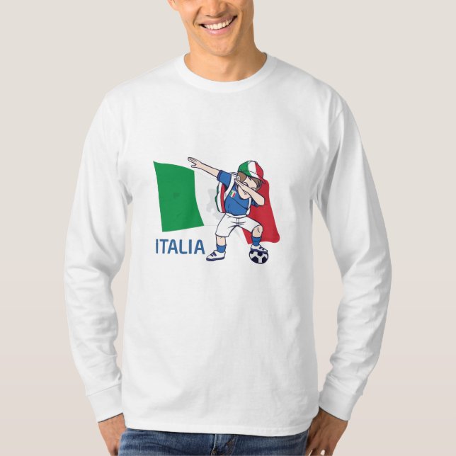 Camiseta Criança fã de futebol da Itália fazendo dabbing ga (Frente)