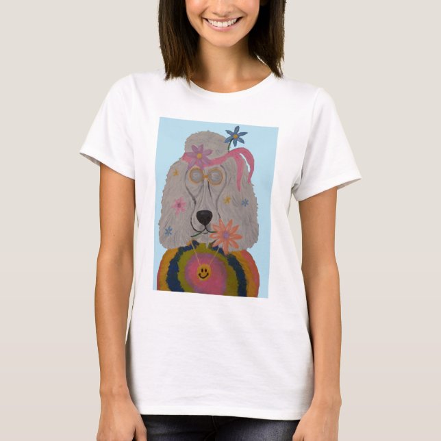 Camiseta Criança Flor Poodle Hippie  (Frente)