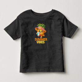 Camiseta Criança Fofo Abacaxi Vibrações de Verão