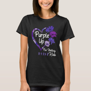Camiseta Criança Militar do Coração Mês Roxo Para Militar
