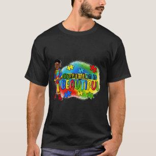 Camiseta Criança Negra Autismo Diferente É Belo Autismo Awa