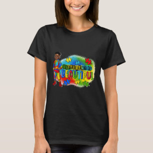 Camiseta Criança Negra Autismo Diferente É Bonito Dia de Co