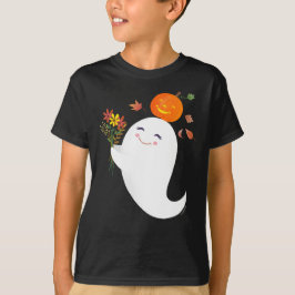 Camiseta Criança Negra Fantasma das Halloween