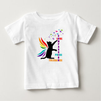 Camiseta Criança Rainbow Prid Cat e borboleta Shirt