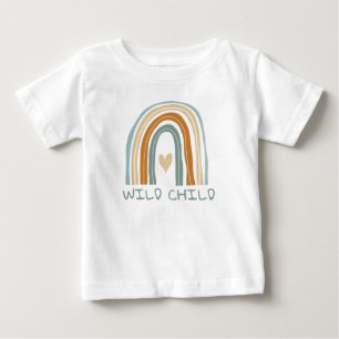 Camiseta Criança selvagem linda boho desenho de arco-íris b