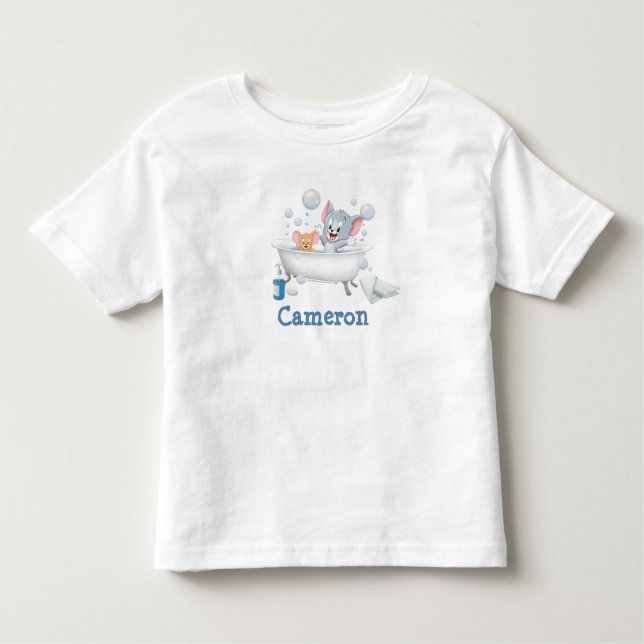 Camiseta Criança Tom e Jerry tomando banho (Frente)