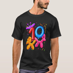 Camiseta Crianças 10º Aniversário Animais do Balão