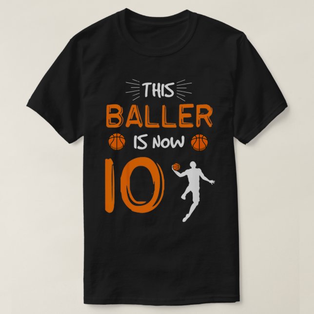 Camiseta Crianças 10º Aniversário de Basquete Presente Este (Frente do Design)