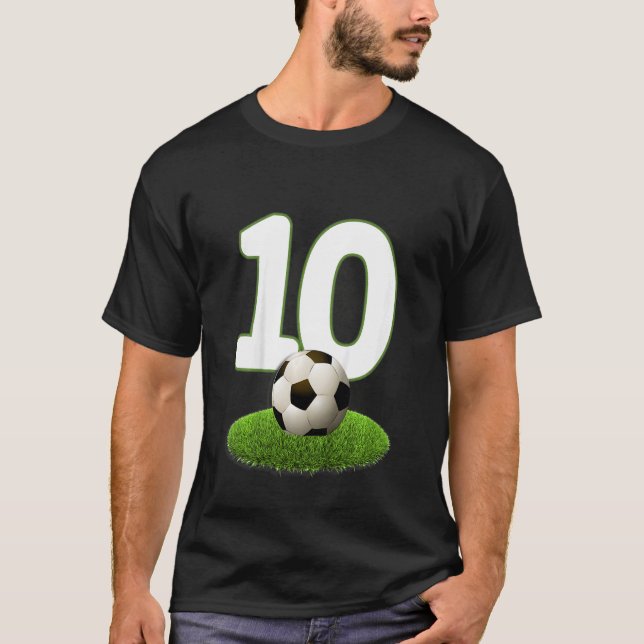 Camiseta Crianças 10º Aniversário Garotos 10 Anos Futebol P (Frente)