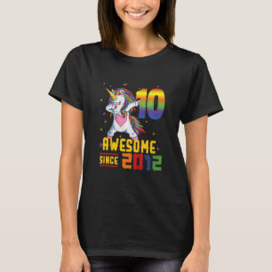 Camiseta Crianças 10º Aniversário Unicórnio Dabbing 10 Anos