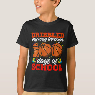 Camiseta Crianças 100. º Dia de Meninos Escolares Basquete 