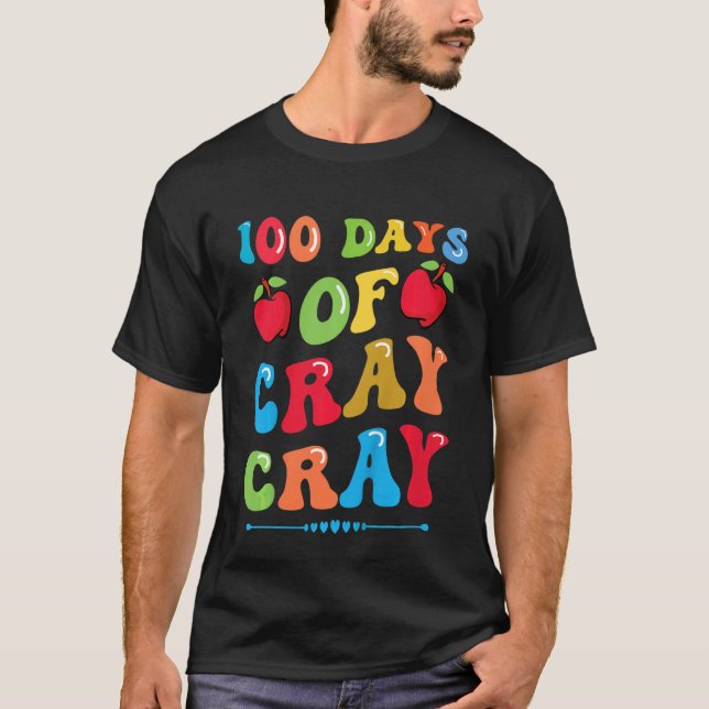 Camiseta Crianças 100 dias de Cray Cray - Maçãs e Livros (Frente)