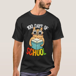 Camiseta Crianças 100 Dias De Escola Gato 100º Dia Pré K Ja