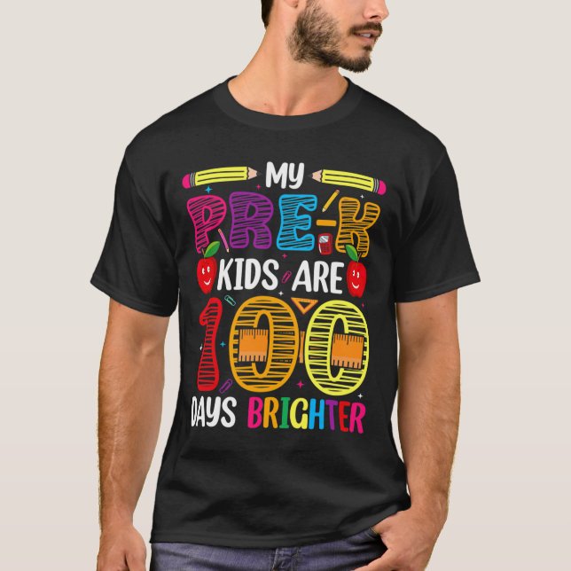 Camiseta Crianças 100 Dias De Professores Estudantes (Frente)