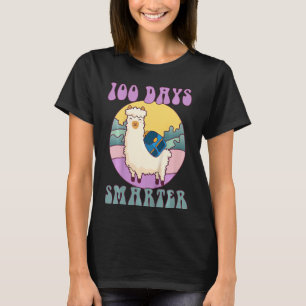 Camiseta Crianças 100 dias mais espertas, Cute llama Happy 
