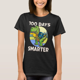 Camiseta Crianças 100 dias mais espertas, dino bonito Feliz