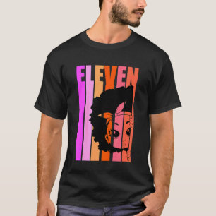 Camiseta Crianças 11 Hoje Menina Negra Rainha Retro 11 Afro