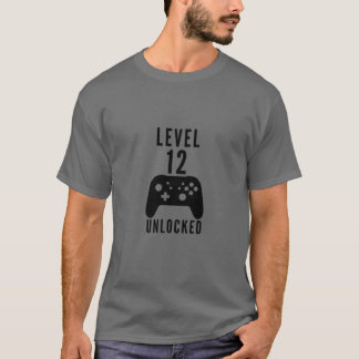 Camiseta Crianças 12 Birthday Gamer Nível 12 Vídeo desbloqu