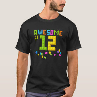 Camiseta Crianças 12 Blocos do Edifício Aniversário 12 Anos