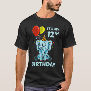 Camiseta Crianças 12 de Aniversário Elefante É a minha part