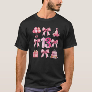 Camiseta Crianças 13 de Aniversário Rapariga Rosa Arco de C