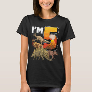 Camiseta Crianças, 15 anos, dinossauros, 5 de aniversário, 