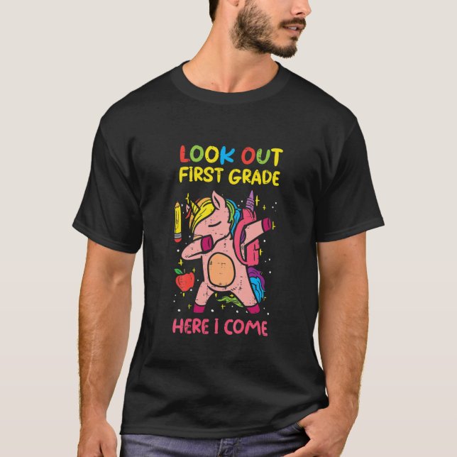 Camiseta Crianças 1Rua Aqui Eu Vim Unicorn Dab Primeiro Dia (Frente)