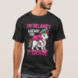Camiseta Crianças 1rua Grader Unicorn Eu sou Delaney e esto