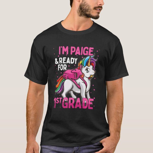 Camiseta Crianças 1rua Grader Unicorn Eu sou Paige e estou  (Frente)