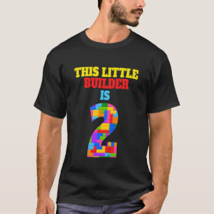Camiseta Crianças 2º Aniversário 2 Anos de Idade Construtor