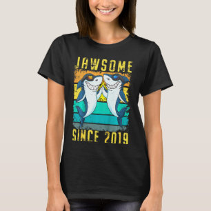 Camiseta Crianças 2.º Aniversário Tubarão 2 anos desde 2
