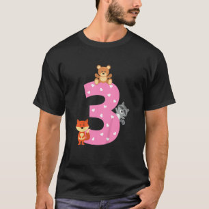 Camiseta Crianças 3 3º Festa de aniversário do Ursinho Fox