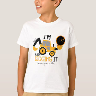 Camiseta Crianças 3 anos de aniversário de 3 anos de Constr