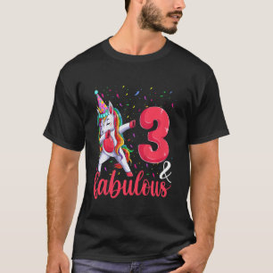 Camiseta Crianças 3 E Fabuloso Aniversário Toddler Birthd