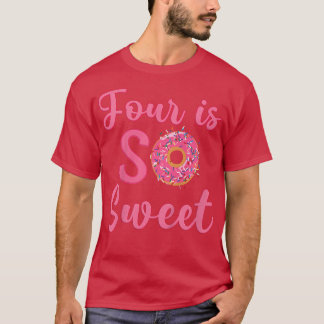 Camiseta Crianças 4ª Festa de aniversário Rosquinha Doce de