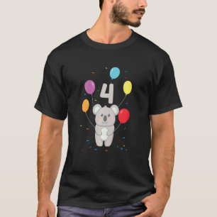 Camiseta Crianças 4º aniversário 4º anos Balões Koala Austr