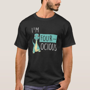 Camiseta Crianças 4º Aniversário 4º Festa de Dinossauros 4