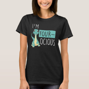 Camiseta Crianças 4º Aniversário 4º Festa de Dinossauros 4 